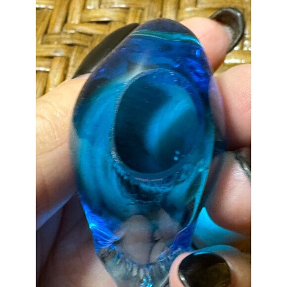 Vintage Blue Glass Swan Figurines Handcrafted Art Decor Collectible 2 1/4" Tall - Picture 7 of 8